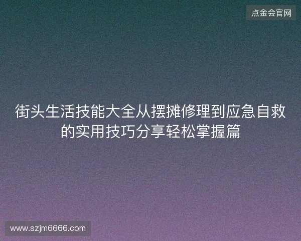 街头生活技能大全从摆摊修理到应急自救的实用技巧分享轻松掌握篇